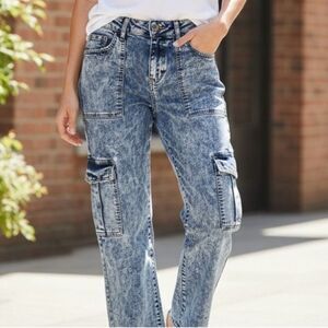 NWT Blue Turtle Exclusive Stylish Blue Cargo Women Jeans SZ 22